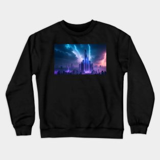 Futuristic city with beautiful sky landscape Crewneck Sweatshirt